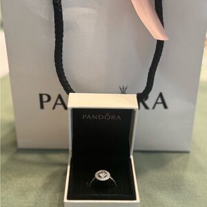 Pandora Silver Ring with Clear Stone size 6